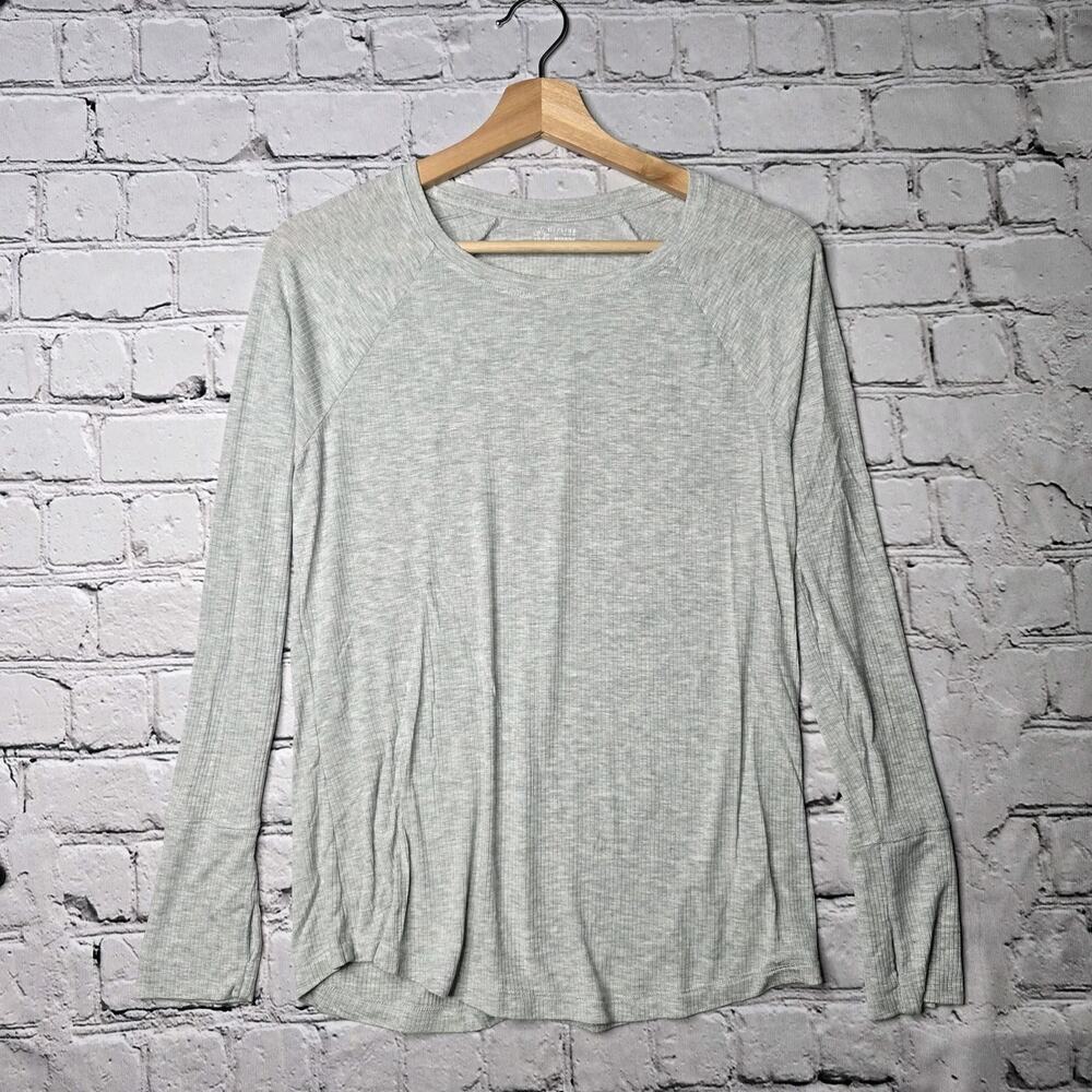 Offline By Aerie Soft Ribbed Light Heather‎ Gray Thumbhole Tshirt Size Medium